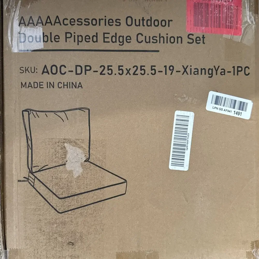 AAAAAcessories Deep Outdoor Seat Cushion 25.5 x 25.5 x 5 + 19 in -open box-beige